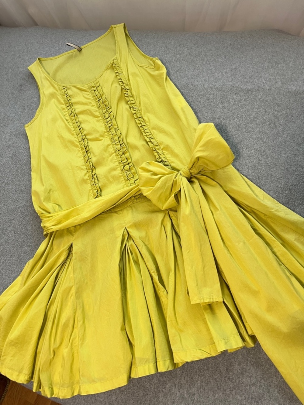 Kawaii Coquette Mini Dress Medium Bow Belt Ruffles Pleated Twee Drop Fairy